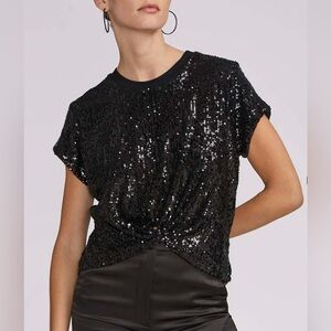 Generation Love NWOT Black Sequin Short Sleeve Bora Top